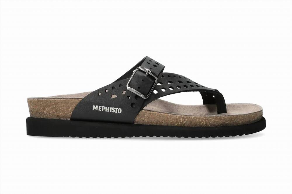 NEW MEPHISTO women's helena perforated sandal in black